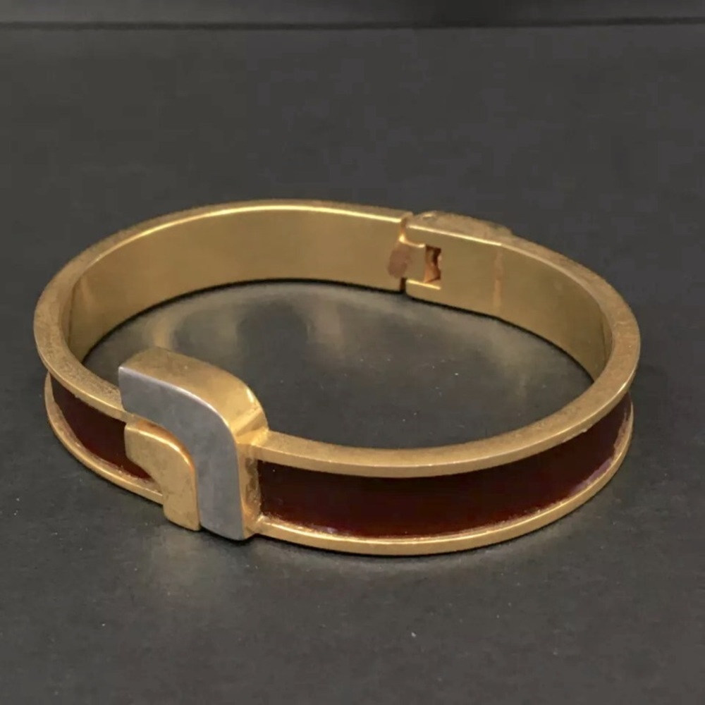 Loewe Gold Tone and Leather Bangle Bracelet with COA - Rank A